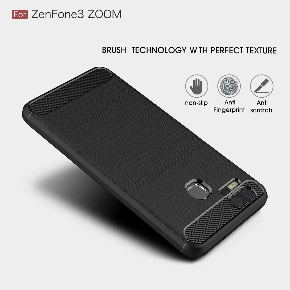 Carbon Fiber Case for ASUS ZenFone 3 Zoom ZE553KL Z01HDA Silicon Soft Cover Asus ZenFone3 3Zoom Phone Fundas |