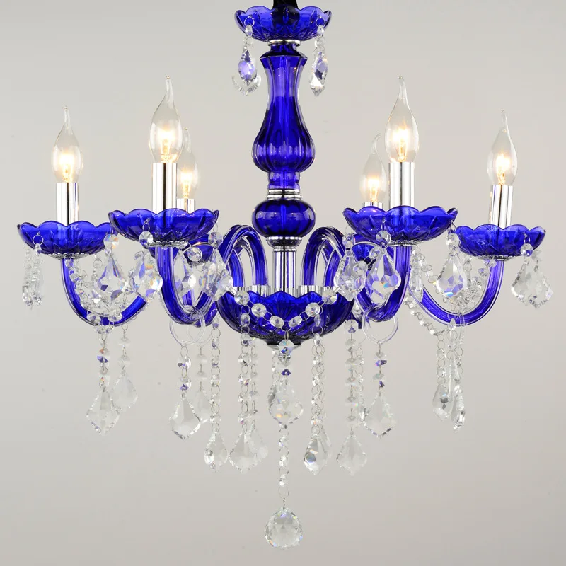 Детская комната Синяя хрустальная люстра бар кофейня Декор лампа de cristal lustre