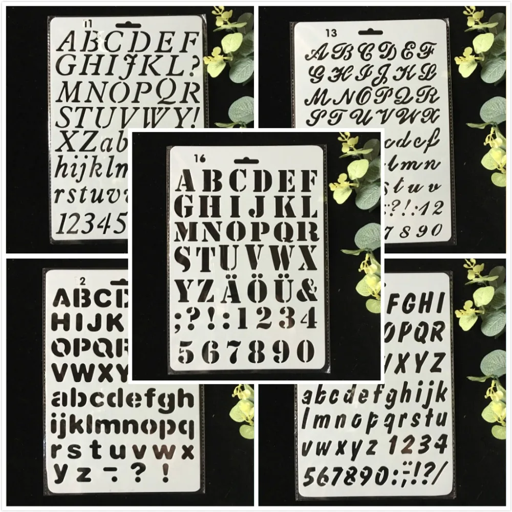 

5Pcs/Pack 27cm Alphabet Letters 0-9 DIY Layering Stencils Wall Painting Scrapbook Coloring Embossing Album Decorative Template
