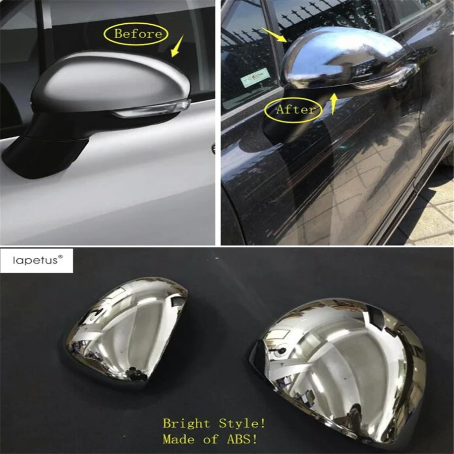 

Lapetus Accessories For Fiat 500X 2015 2016 2017 2018 Outside Door Rearview Mirror Protector Shell Cover Kit Trim 2 Pcs / Bright