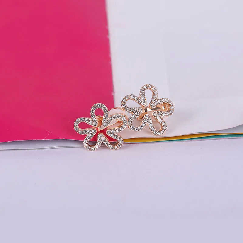 Серьги-клипсы JIOFREE в Корейском стиле форме пяти лепестков без пирсинга для