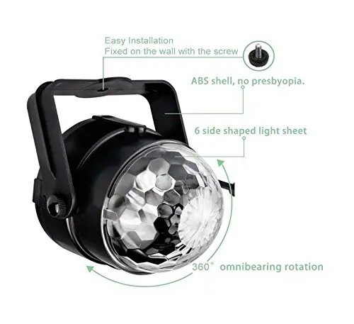 3W Mini RGB LED DJ Stage Lights Crystal Magic Ball KTV Disco Laser Lamp Party Light Sound IR Remote Control Christmas Projector | Лампы и