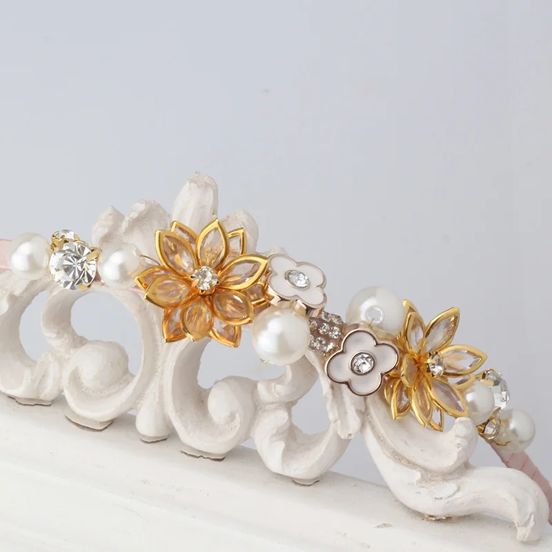 M MISM Fashion Crystal Acrylic Bead Headband Accessories Decorated Flowers Hair Bands Girls Rhinestone Headwear Pearl Hoop | Аксессуары