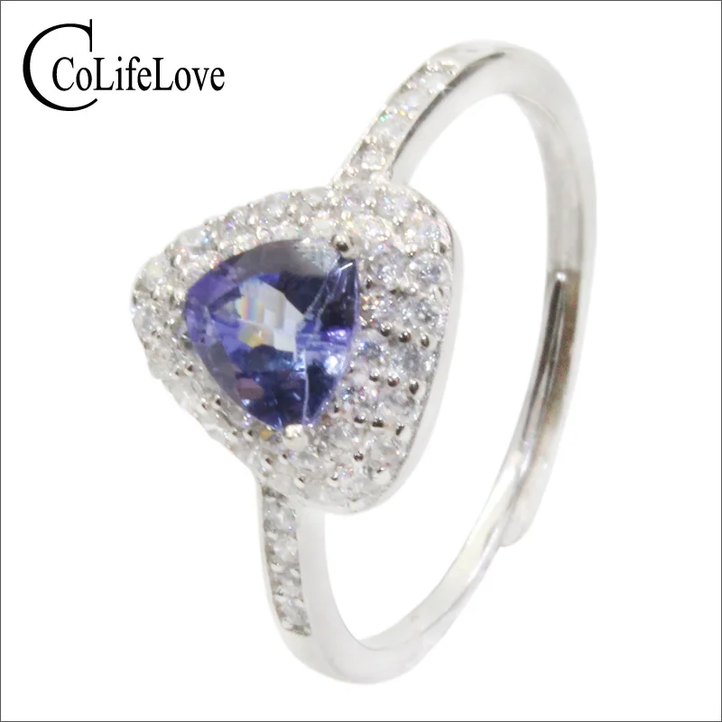 

CoLife Jewelry 925 silver tanzanite engagement ring for woman 5.5mm trillion cut natural tanzanite ring silver tanzanite jewelry