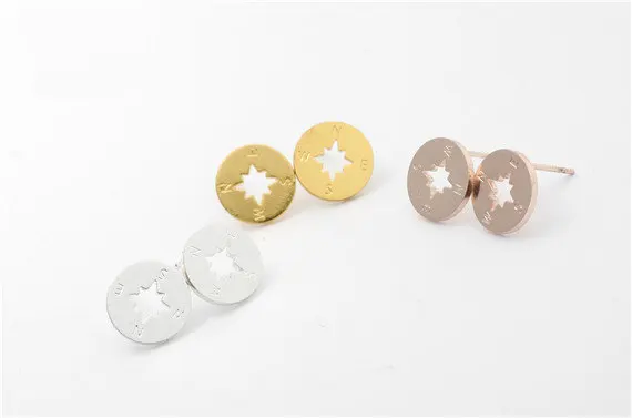 Yiustar серебро и розовое colorcompass Серьги гвоздики для Для женщин E092|fashion stud earrings|stud