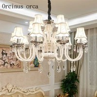 european style luxury white crystal chandelier living room dining room french ceramic glass chandelier free shipping