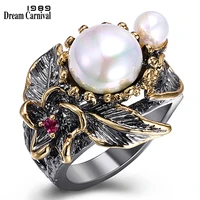 dreamcarnival 1989 highly recommend top selling pearl collection ring for women bohemia flower design drop shipping gift wa11611