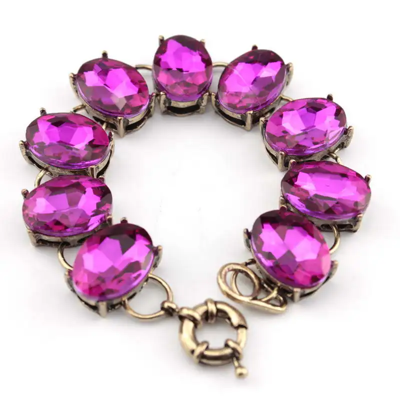 

Classic Pave Oval Shiny Glass Bangle 9 Dot Stone Bracelets for Women