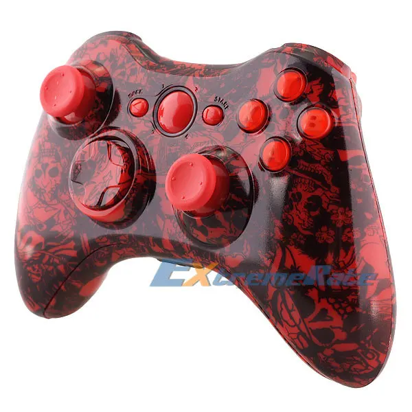 Hydro Dipped Red Skull Ghost Shell Parts for Xbox 360 Wireless Controller + Free Shipping | Электроника