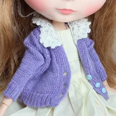 light purple Свитер кардиган с белым воротником для Blyth Azone Dal momoko Pullip Jerryberry кукольная одежда аксессуары для кукол - Цвет: light purple
