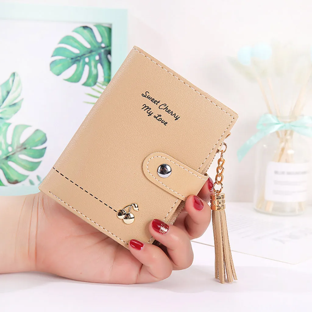 Beige Aelicy, новинка, Женский кошелек-клатч с кисточками и буквенным принтом, бумажник для рук, дизайнерский, из искусственной кожи, с отделением для карт, модный кошелек, высокое качество - Цвет: Beige