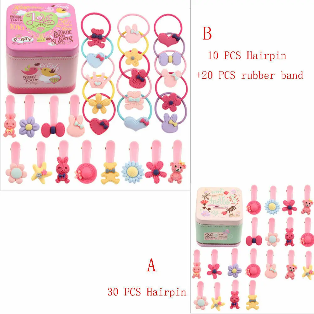 A 30PCS Hair Pin Аксессуары для малышей 30 шт./компл. аксессуары для волос шпилька маленькие цветы захват детей зажим для волос челка, детям, подарок на день рождения коробка - Цвет: A 30PCS Hair Pin