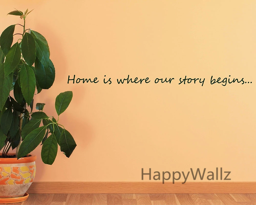 

Home Where Our Story Begins Family Quote Wall Sticker Decorating DIY Family Home Lettering Quote Modern Custom Colors Q30