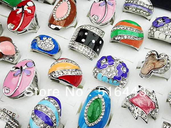 10 шт. чешские Стразы смешанные стильные эмалевые Модные посеребренные женские