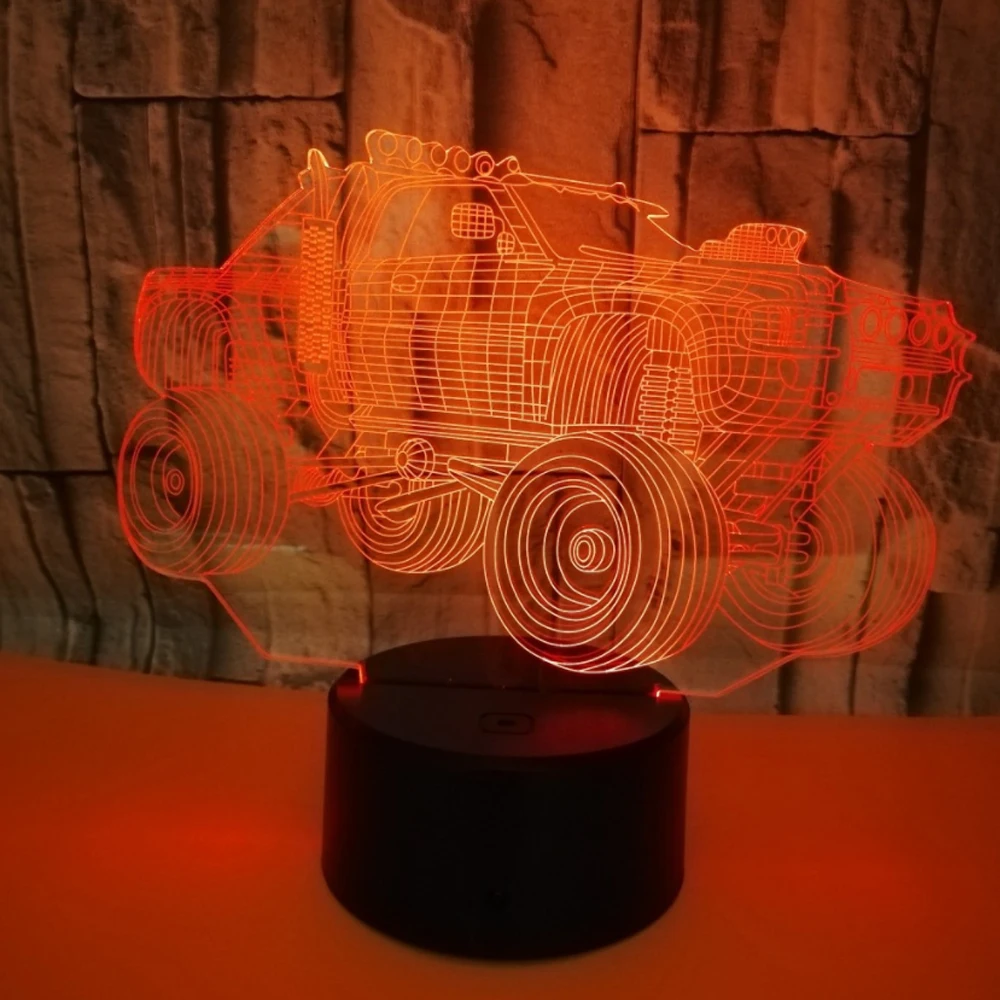 3D LED ночник для автомобиля градиентная форма Jeep USB прикроватная лампа спальни