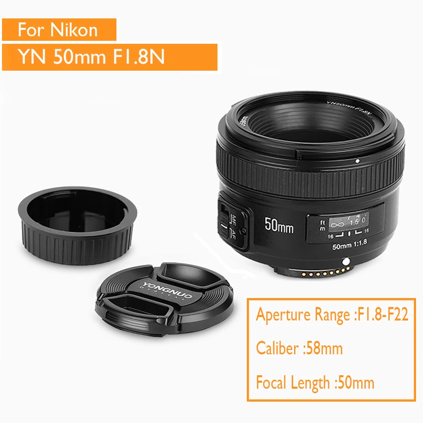 YN50MM F1.8 Большая диафрагма Авто Фокус объектив для Nikon d7100 d3100 d5300 d7000 d90 d5200 d7200 d750 d610 50