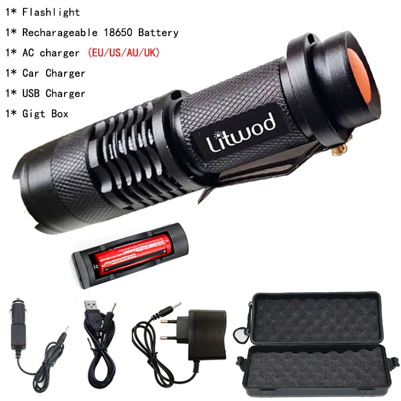 Litwod Z30SK98 светодиодный светильник-вспышка с зумом XML L2 фонарь 5 режимов 5000 люмен портативный светильник фонарь из алюминиевого сплава водонепроницаемый для кемпинга - Испускаемый цвет: option E