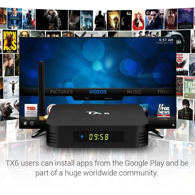 TX6 Allwinner H6 Android 9,0 четырехъядерный Смарт ТВ приставка 2G+ 16GB 2,4G WiFi телеприставка медиаплеер