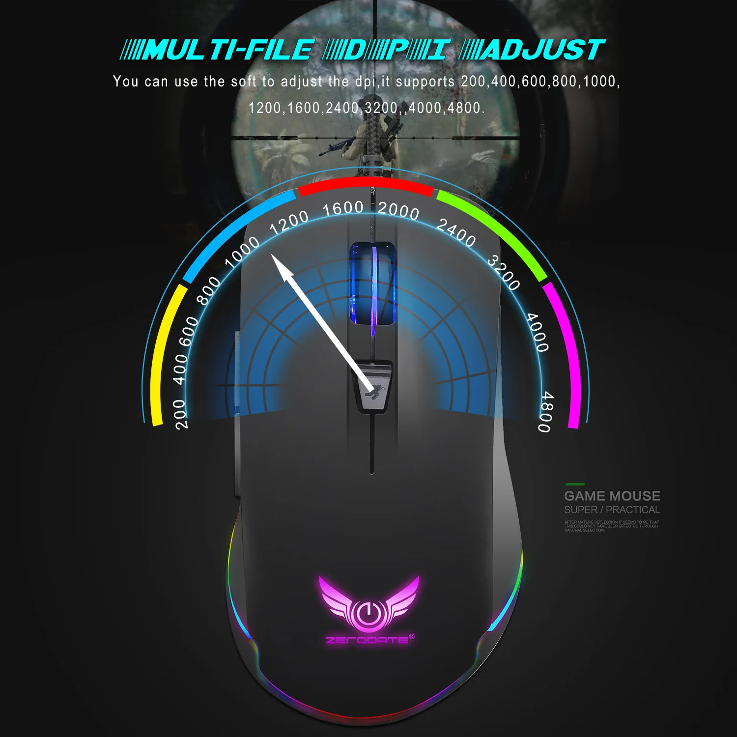 Hongsund игровая мышь 6 кнопок 4800 dpi компьютерная высокоскоростная USB Проводная для ПК
