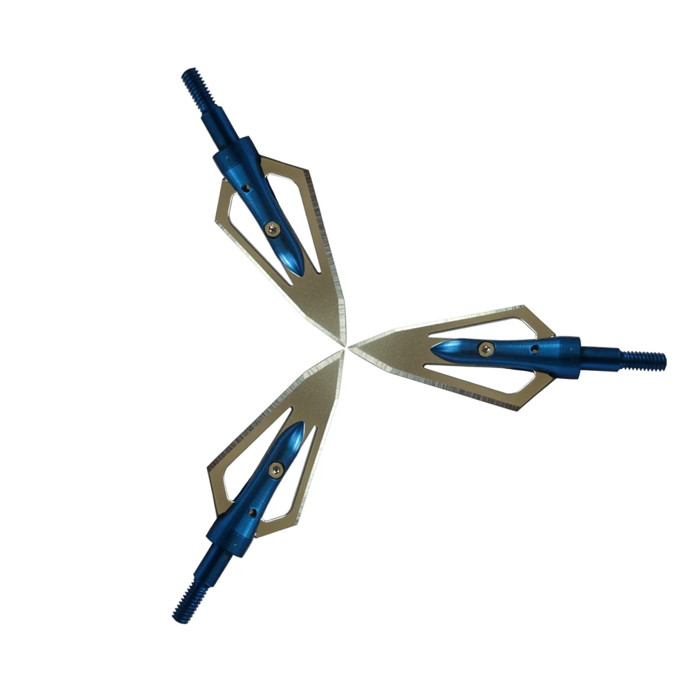 3 шт. голубые наконечники из нержавеющей стали 2 лезвия стрел 100 зерна для охоты на