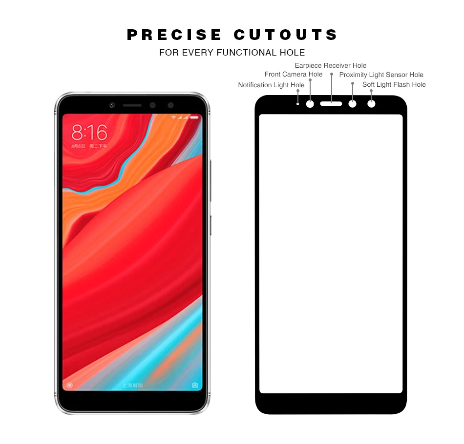 Redmi S2 закаленное стекло для Xiaomi S2/Y2 защита экрана оригинальные чехлы полное