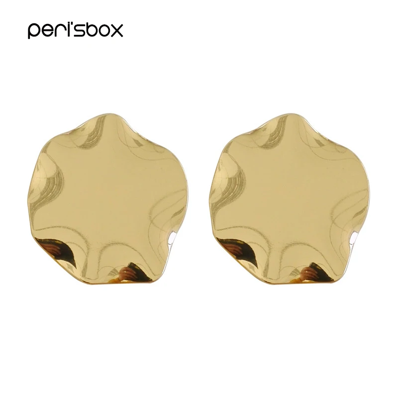 Peri'sBox простые негабаритные волнистые серьги-гвоздики диски для женщин металлические круглые серьги в виде монет геометрические серьги ювелирные изделия