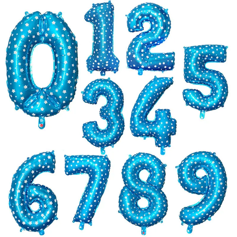 Blue dot Large 40inch Rose Gold Foil Number Balloons Birthday Party Decorations Kids Wedding Decorations Globos BabyShower Boy Girl Decor - Цвет: Blue dot