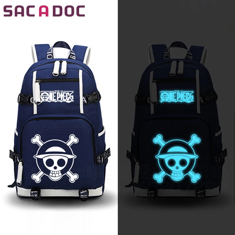 17 Цельный рюкзак аниме Луффи Зоро принты школьные сумки светящиеся mochila mujer мужские рюкзаки для подростков мальчиков девочек Дорожная сумка - Цвет: 17