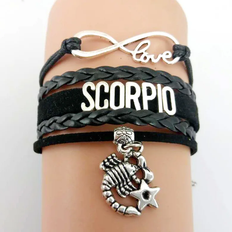 12 Zodiac Signs Bracelet Womens Bracelets Beads Handmade Charm Leather Bracelet Punk Rock Men Jewelry