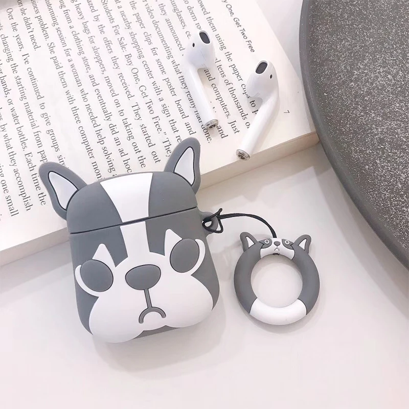 VOZRO French Bulldog Wireless Bluetooth Earphone Case For Apple Airpods Silicone Headphones Cases For Airpods 2 Protective Cover