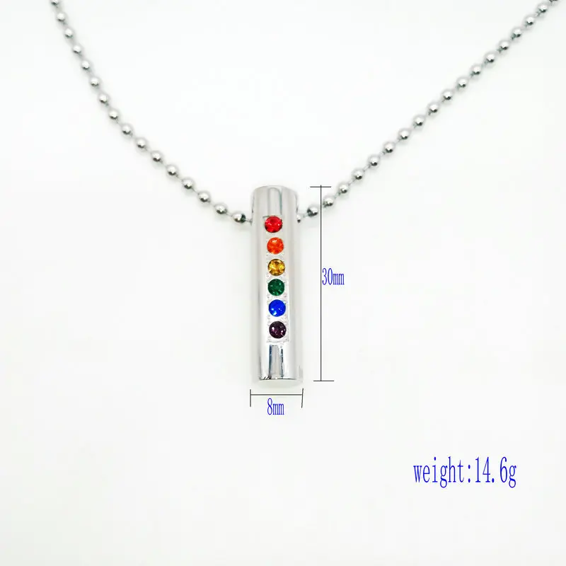 2018 Fashion Rainbow Cylinder Crystal LGBT Stainless Steel Necklace For Woman Men Gay Pride gift for Forever Love Pendant | Украшения и