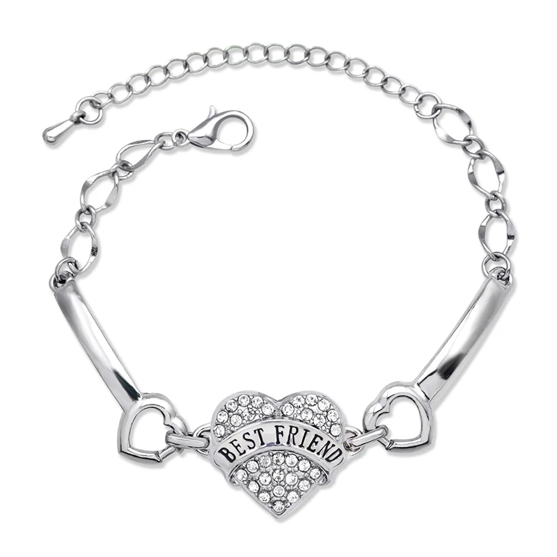 XIAOJINGLING Crystal Pendant Bracelet Pink/White/Blue Heart Bangles Bracelets Women Jewelry Best Friend Gifts Christmas | Украшения и