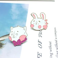 xedz cartoon animal metal enamel pin bow cat love rabbit funny cute backpack badge lapel brooch shirt jewelry pin gift