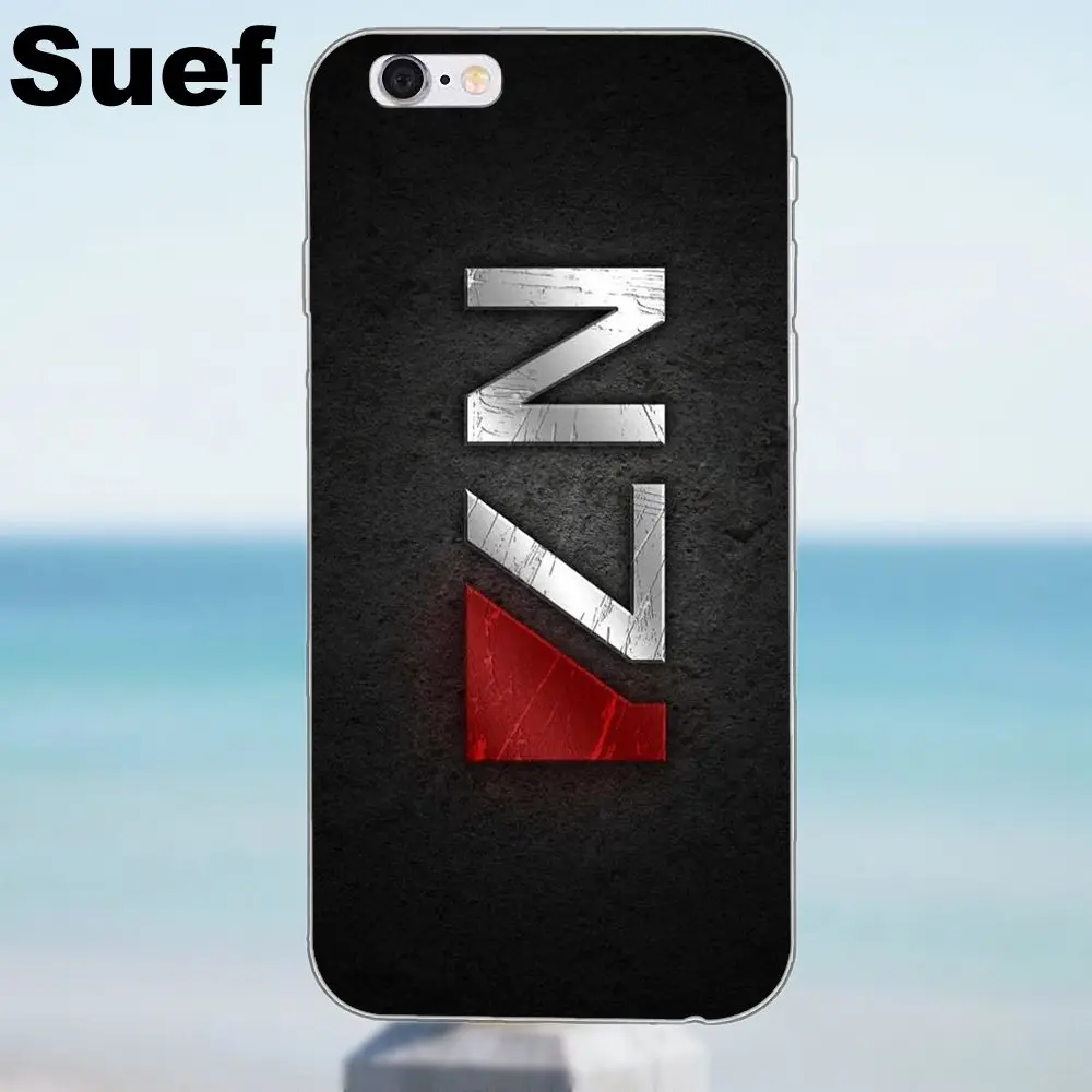 Suef Mass Effect N7 логотип для iPhone 4 4S 5 5S 5C SE 6 6S 7 8 Plus X Samsung Galaxy J1 J3 J5 J7 A3 A5 2016 2017 мягкая новая