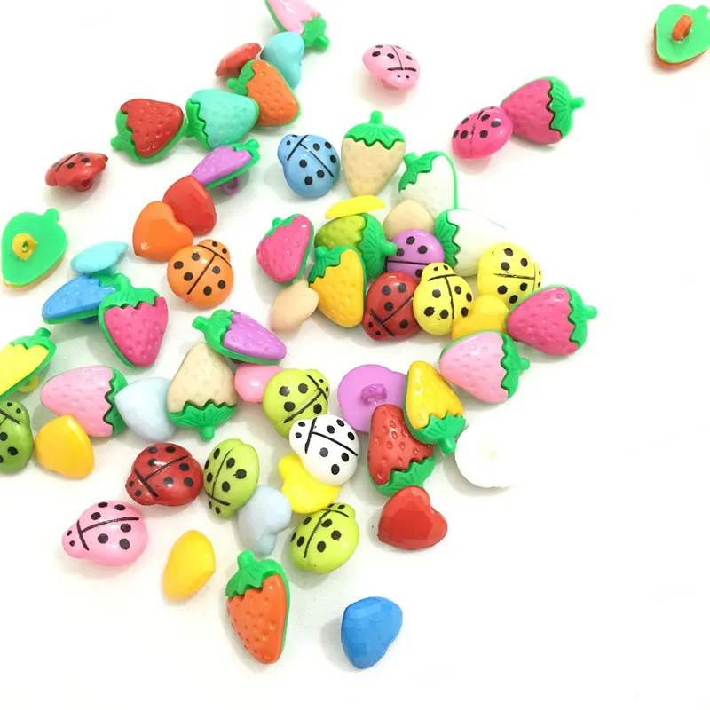 100 шт. Разноцветные Детские пуговицы с 1 отверстием|children buttons|shaped buttonplastic ladybug |