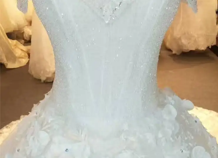 BANVASAC 2018 Sequined Boat Neck Lace Ball Gown Wedding Dresses Short Sleeve Crystals Cathedral Train Bridal | Свадьбы и торжества