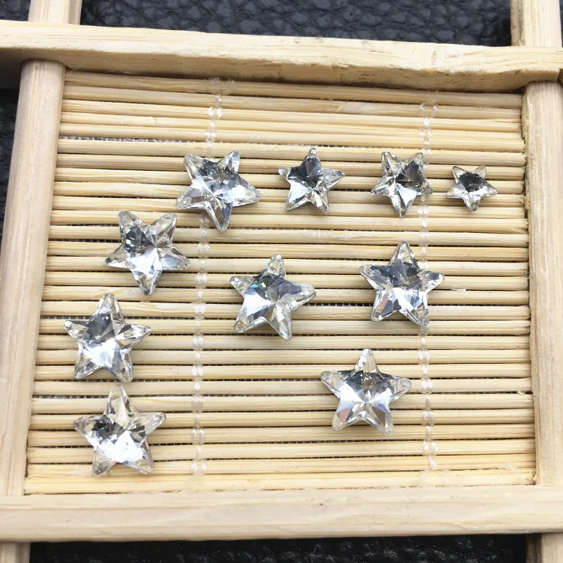 Супер блестящие белые пятиконечные звезды стеклянные кристаллы стразы сделай