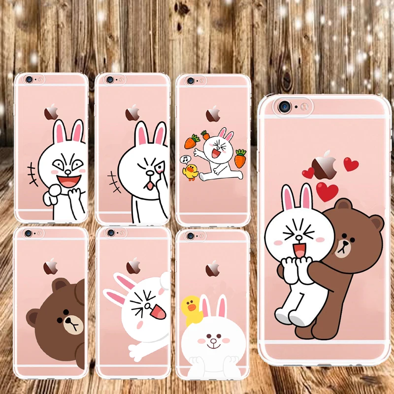 Мягкий Силиконовый ТПУ милый мультяшный Медведь Кролик чехол для iPhone X 8 8Plus 7 7Plus 6