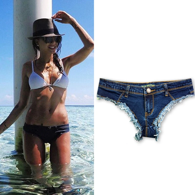 Женские джинсовые шорты привлекательные микро из денима женские летние с низкой