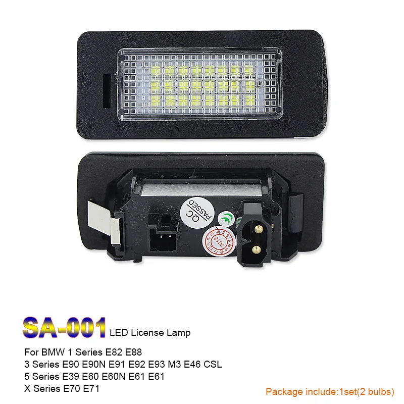 SAARMAT LED Number License Plate Light Luggage Compartment Lamp Error Free for BMW 1 3 5 6 Series Mercedes-Benz 6000K white @12V |