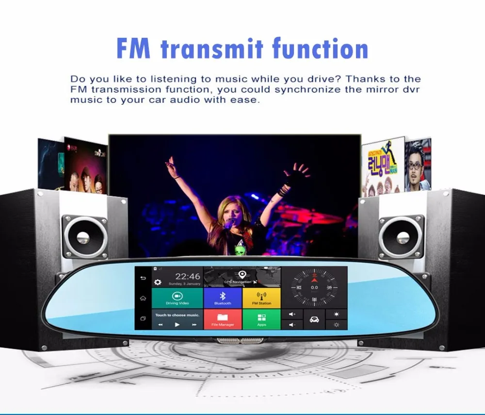 BesMoonsee 3G 7 дюймов Автомобильный видеорегистратор зеркальная камера Android GPS Wifi FHD 1080P