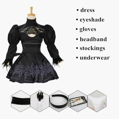 Costume Новая игра Nier Automata Косплей Костюм йоркха 2B сексуальный наряд нарядное платье костюмы на Хэллоуин для женщин S-XXL - Цвет: Costume