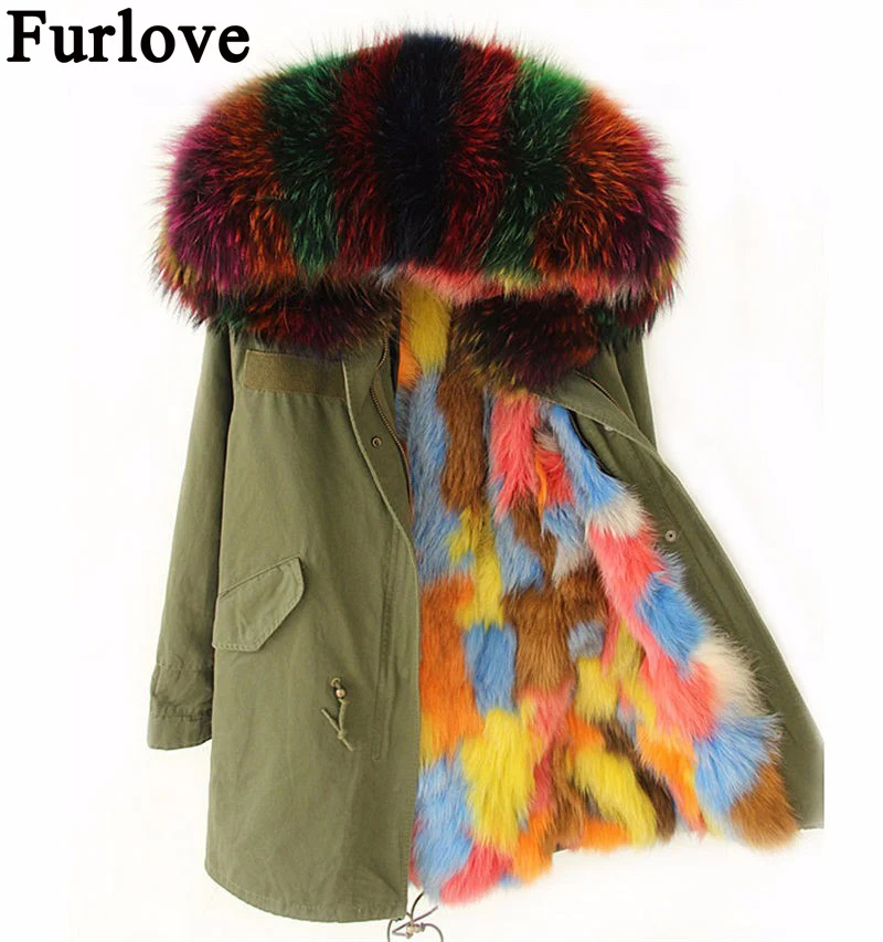 Furlove/Модная зимняя верхняя одежда новинка 2016 года парка с подкладкой из