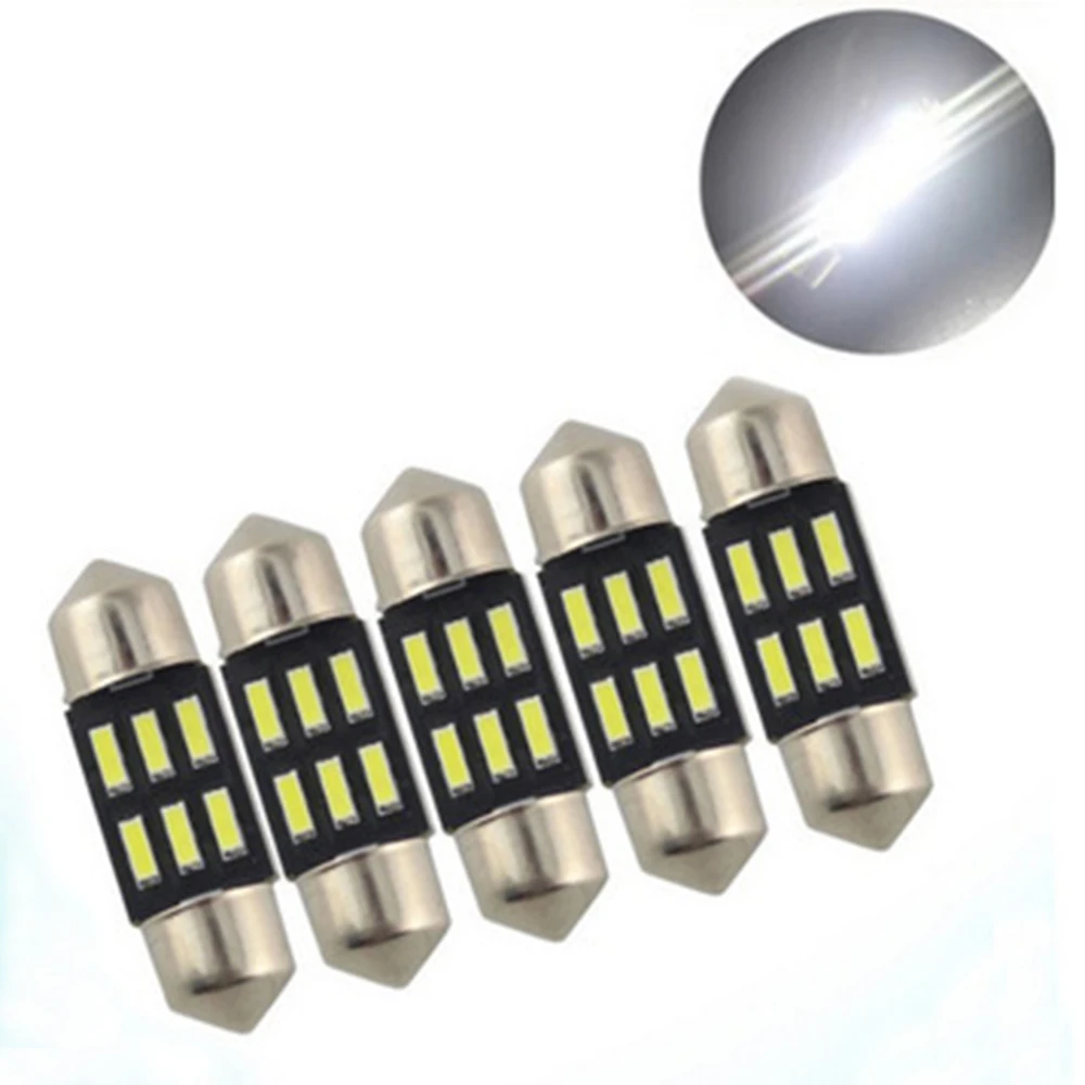 YSY 50pcs Festoon 6SMD 4014 Car Interior Dome Reading LED Vehicle Light License Plate 6411 White | Автомобили и мотоциклы