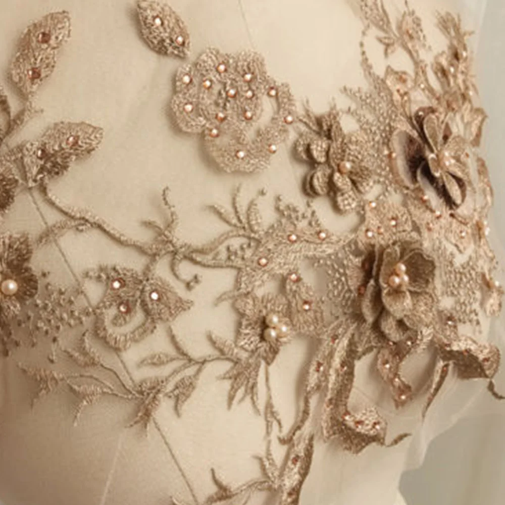 3D Цветочная вышивка кружевные свадебные аппликации жемчужный бисер Тюль DIY