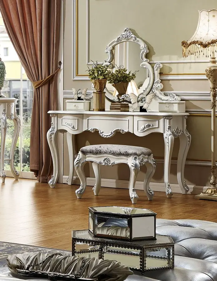 Белый туалетный столик ProCARE из цельной древесины в европейском стиле/комод|dressing