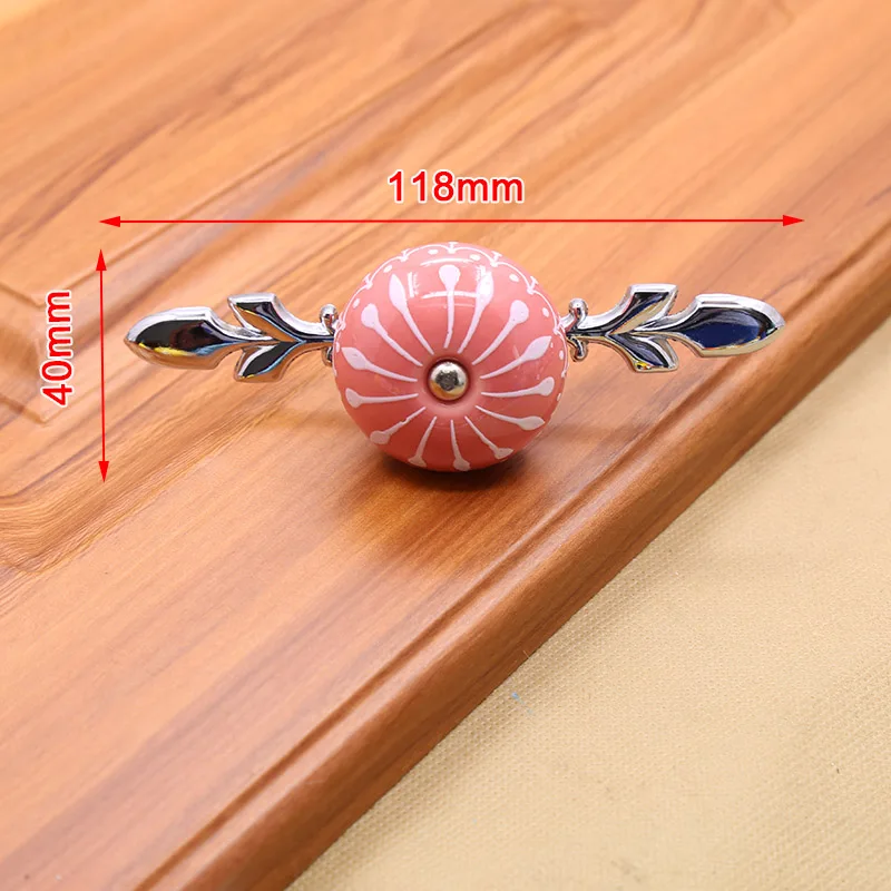 Pink 118mm KAK 40 мм Ручная роспись художественные керамические ручки для шкафа с основанием и ручки для мебели для детей кухонные ручки для шкафа - Цвет: Pink 118mm