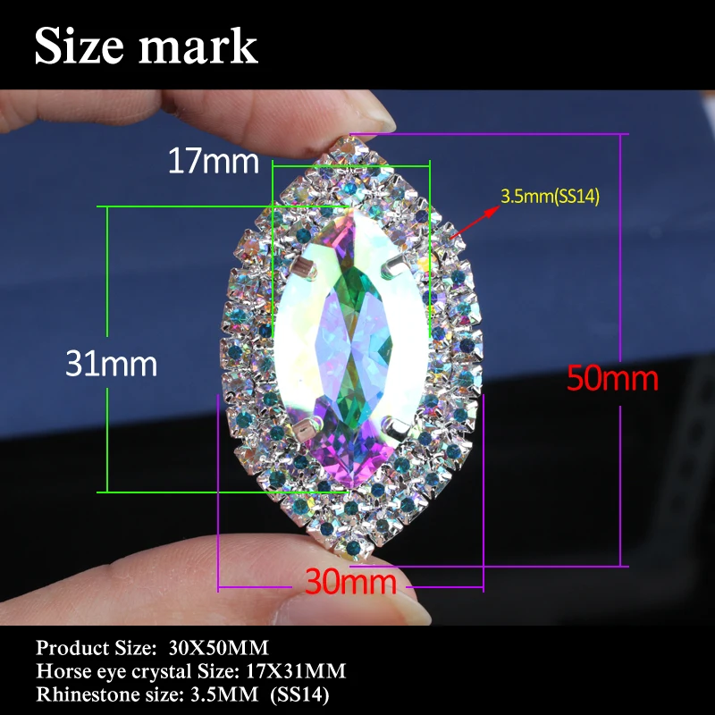 2 шт. Бесплатная доставка! Высокое качество пришить стразы лошадиный глаз с