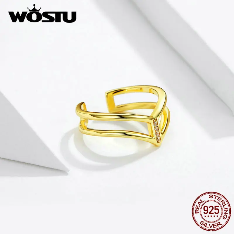 WOSTU горячая Распродажа золотистого цвета кольца в форме самолета 100% Настоящее