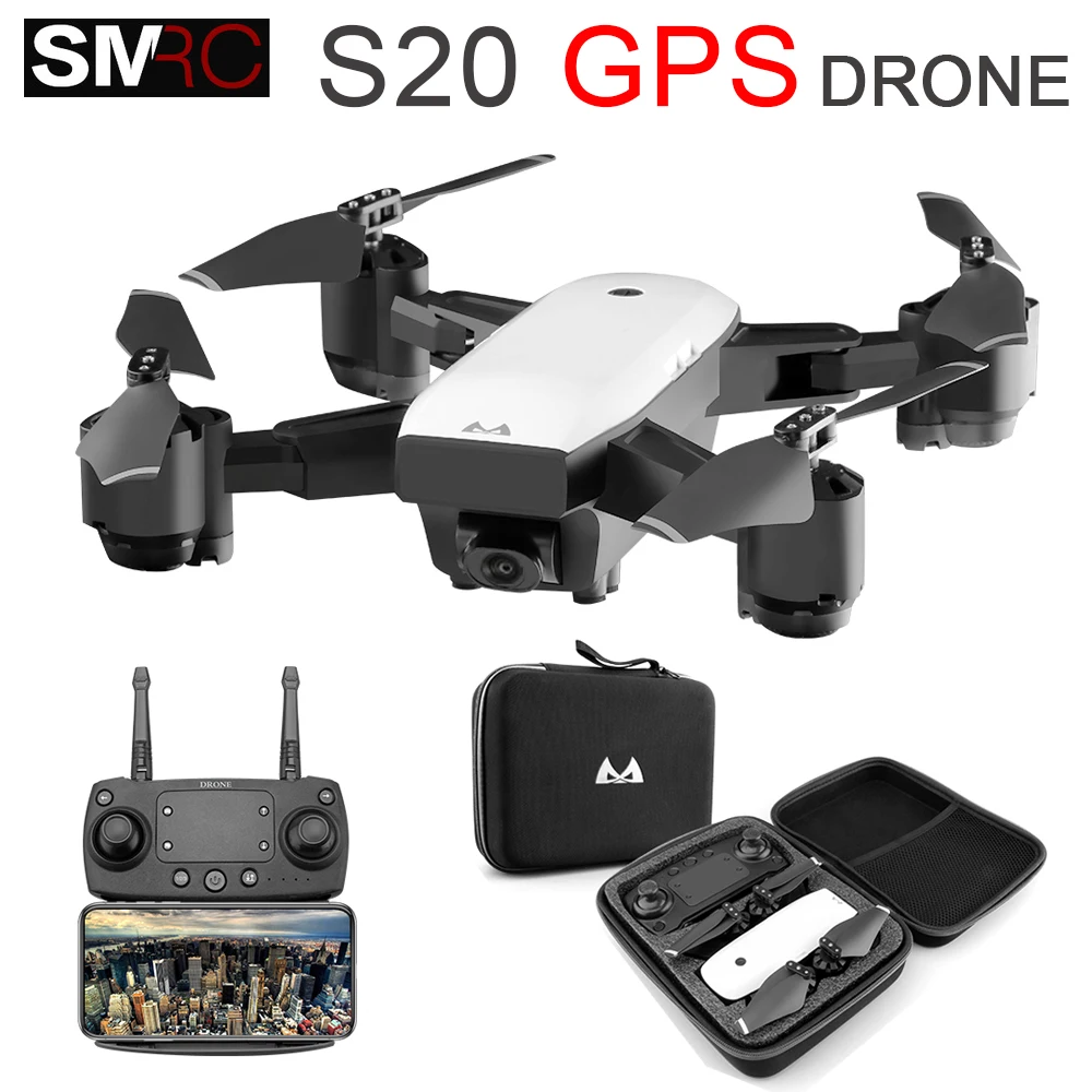 SMRC S20 S20W Радиоуправляемый вертолет селфи складной мини gps Дрон с FPV широкоугольной